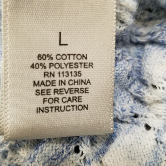 Leo & Nicole Women's Long Sleeve Knit Pull Over Sweater Blue White Size L - Picture 7 of 9